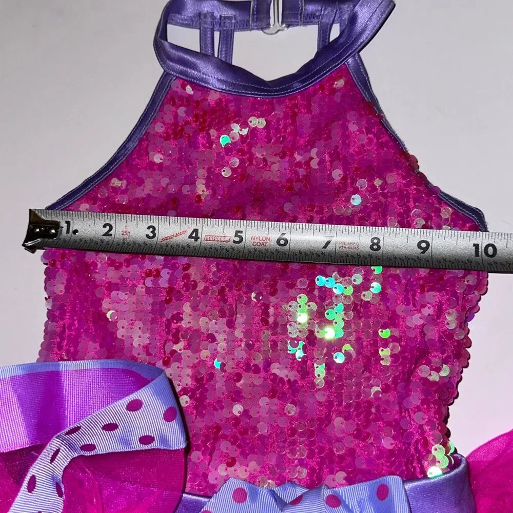 Weissman Dance Costume Sequin Tutu Style - Child Small CS Ribbons pink purple